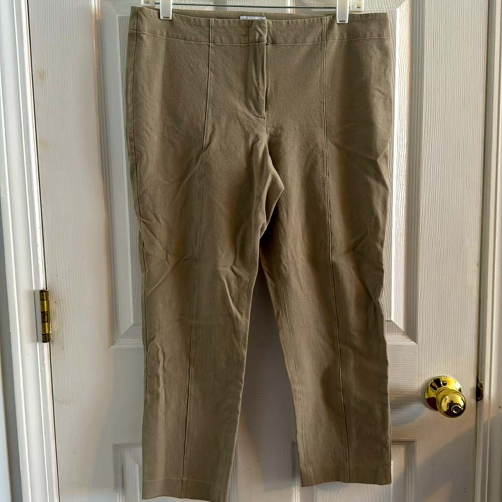 J Jill Khaki Stretch Cropped Pants Sz 14